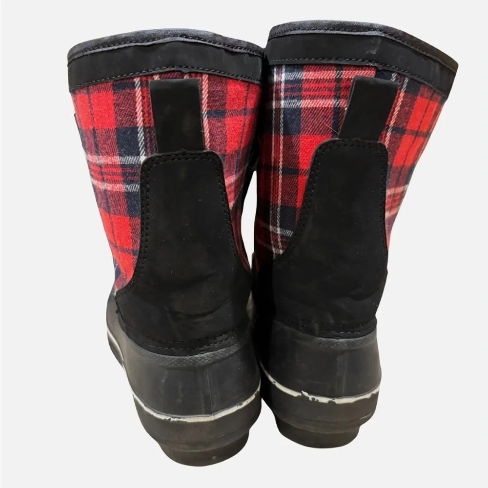 ITASCA Women's Red & Black Plaid Lace UP Duck Boots Size 8 Discontinued Colorway - Picture 4 of 9